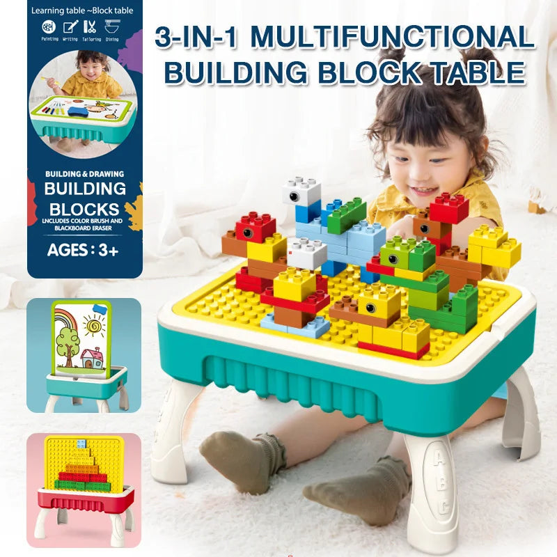 BuildMaster | Kreatives Abenteuer - Aktivitätstisch für Kinder mit Bauklötzen und Zeichenbrett