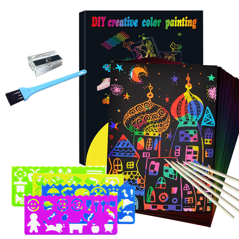 Farbzauber | Entdecke die Magie der Farben - Regenbogen Kratzpapier Set