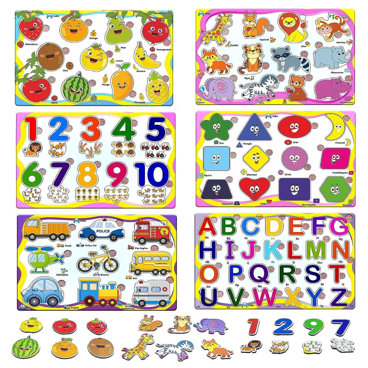 EduPlay | Lernen mit Freude - Holzpuzzle-Set für Kleinkinder und Vorschulkinder
