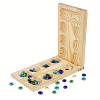 Thumbnail for EcoToys Mancala Spielset | Faltbares Holzbrettspiel mit Multicolor Perlen - Familienvergnügen für Kinder & Erwachsene