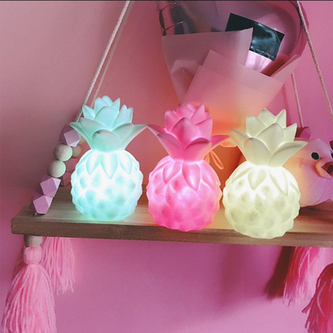 GlowBuddy | Rustgevende sfeer voor kinderen - LED Ananas Nachtlamp