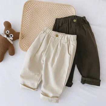 Casual Jongensbroek met Elastische Tailleband – Beige/Bruin, Comfortabele Pasvorm voor 1-5 Jaar 2