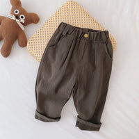 Thumbnail for Casual Jongensbroek met Elastische Tailleband – Beige/Bruin, Comfortabele Pasvorm voor 1-5 Jaar 3