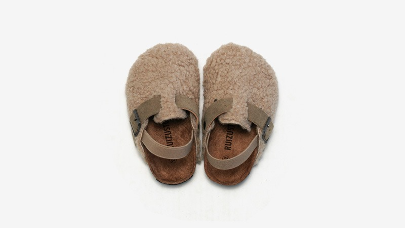 Comfortabele Instappers voor Kinderen van Schapenvacht - Beige/Bruin, Maat 20-34, Antislip en Ademend Design 8