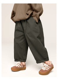 Thumbnail for Comfortabele Unisex Katoenen Broek voor Kinderen – Khaki/Grijs, Maten 2-7 Jaar, Ademend en Relaxte Pasvorm 4