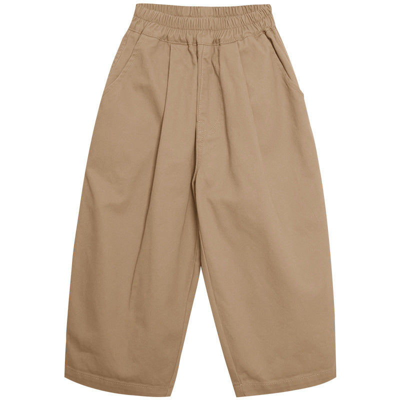 Comfortabele Unisex Katoenen Broek voor Kinderen – Khaki/Grijs, Maten 2-7 Jaar, Ademend en Relaxte Pasvorm 6