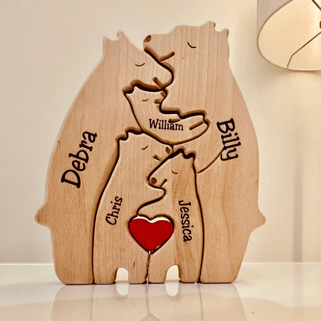 EcoToys Rompecabezas de Osos de Madera | Cálido y Acogedor - Decoración