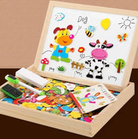 Thumbnail for Dubbelzijdig Montessori Tekenbord met Magnetische Puzzlestukken en Kleurige Markers voor Kinderen 0