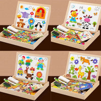 Thumbnail for Dubbelzijdig Montessori Tekenbord met Magnetische Puzzlestukken en Kleurige Markers voor Kinderen 3