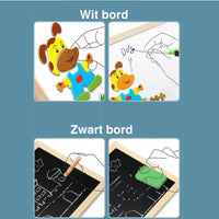 Thumbnail for Dubbelzijdig Montessori Tekenbord met Magnetische Puzzlestukken en Kleurige Markers voor Kinderen 4