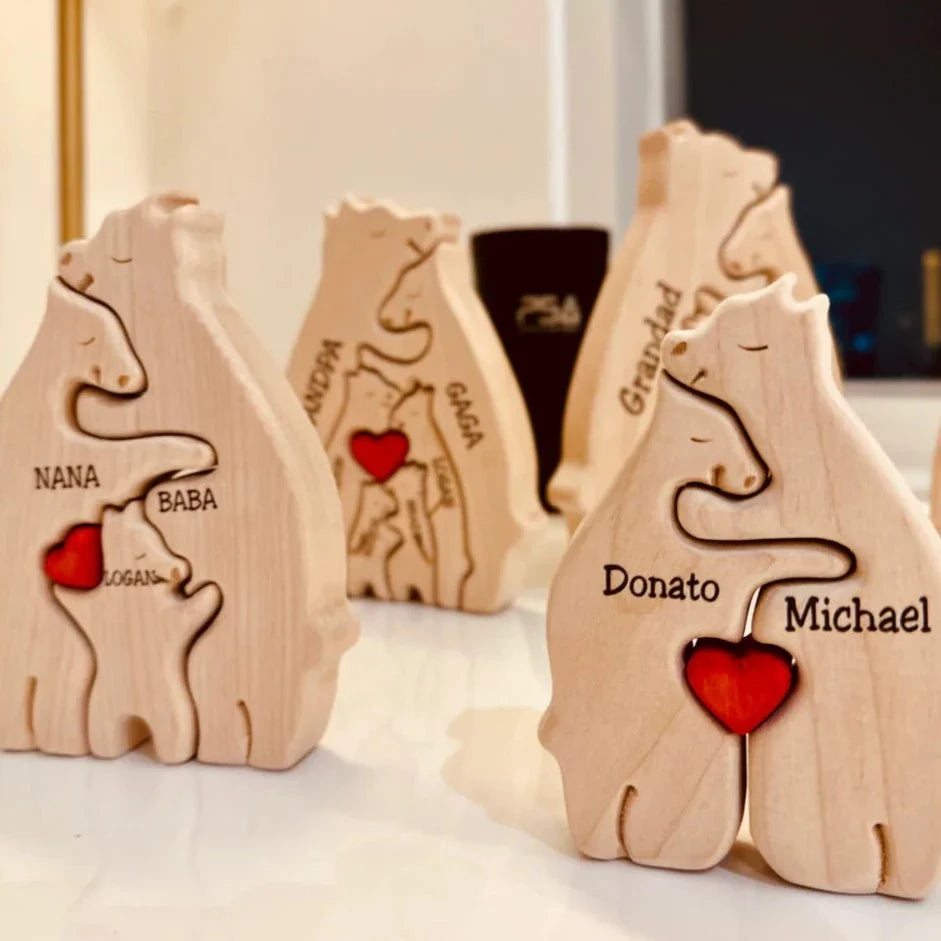 EcoToys Rompecabezas de Osos de Madera | Cálido y Acogedor - Decoración