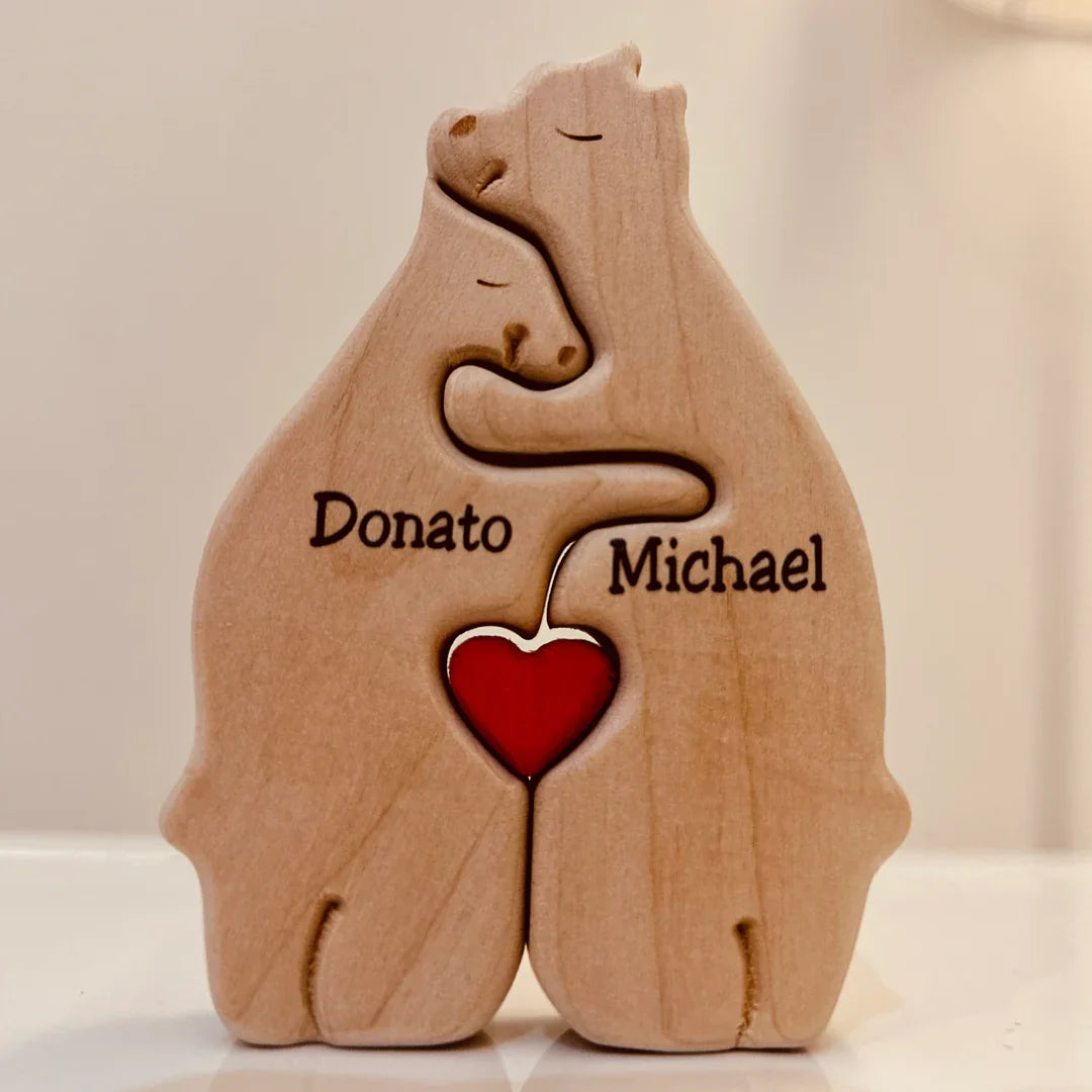 EcoToys Rompecabezas de Osos de Madera | Cálido y Acogedor - Decoración