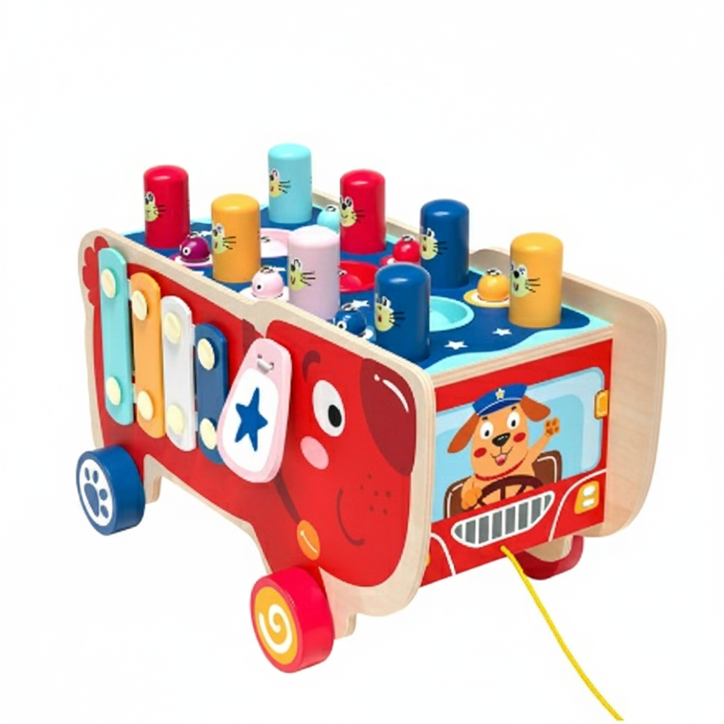 ElefunPlay | Ontdek, sla en leer - Houten hamer- en xylophonespel voor kinderen