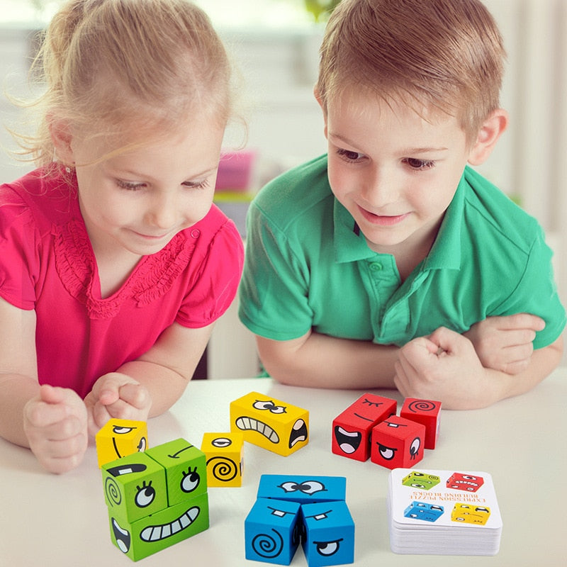 EcoToys SmartyBlocks | Creatieve Blokken - Houten Montessori Puzzelspel