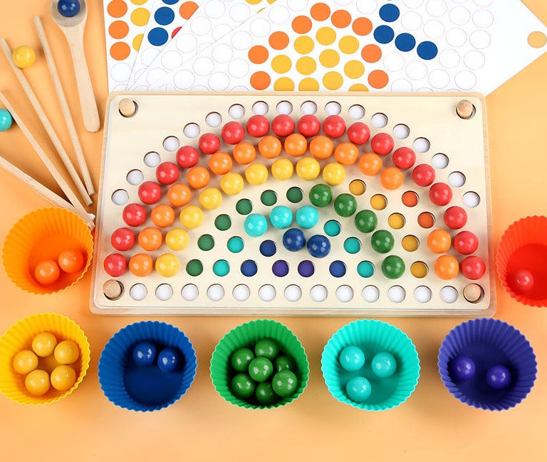 EcoToys Houten Regenboogbord | Educatief Puzzelspel - Kleuren en Vormen