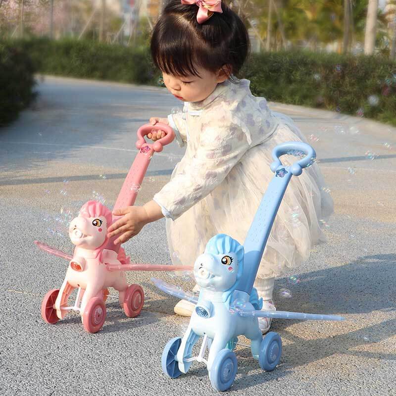 BubblePony | Magischer Blasen Spaß - Handgeschobene Einhorn Seifenblasenmaschine für Kinder
