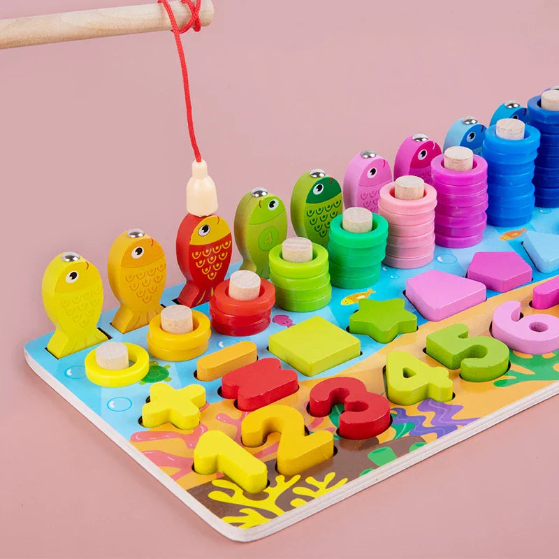 EcoToys NumPuzzle | Leren tellen met plezier - Houten Montessori cijferpuzzel & visspel