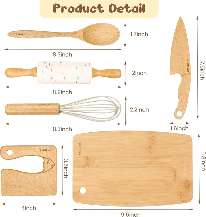 Houten Bakset voor Kinderen met Kookgerei - Veilig en Duurzaam voor Creatieve Kookavonturen 3