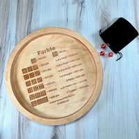 Thumbnail for Houten Farkle Dobbelspel Tray met Gegraveerde Score Tabel en 6 Dobbelstenen voor Gezellige Spelavonden 2