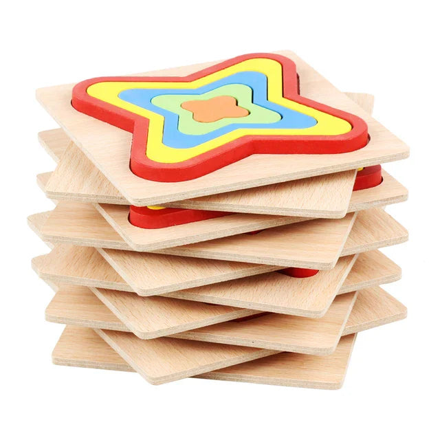 EcoToys™ Geometric Puzzle | Educatief puzzelen met vormen - Geometrische Houten Puzzel