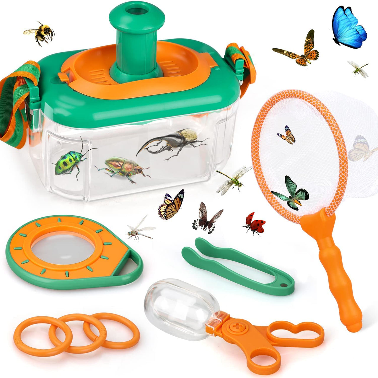 Insectenset voor Kinderen met Terrarium, Vergrootglas en Vangnet - Educatief Speelgoed voor Buitenavonturen 0
