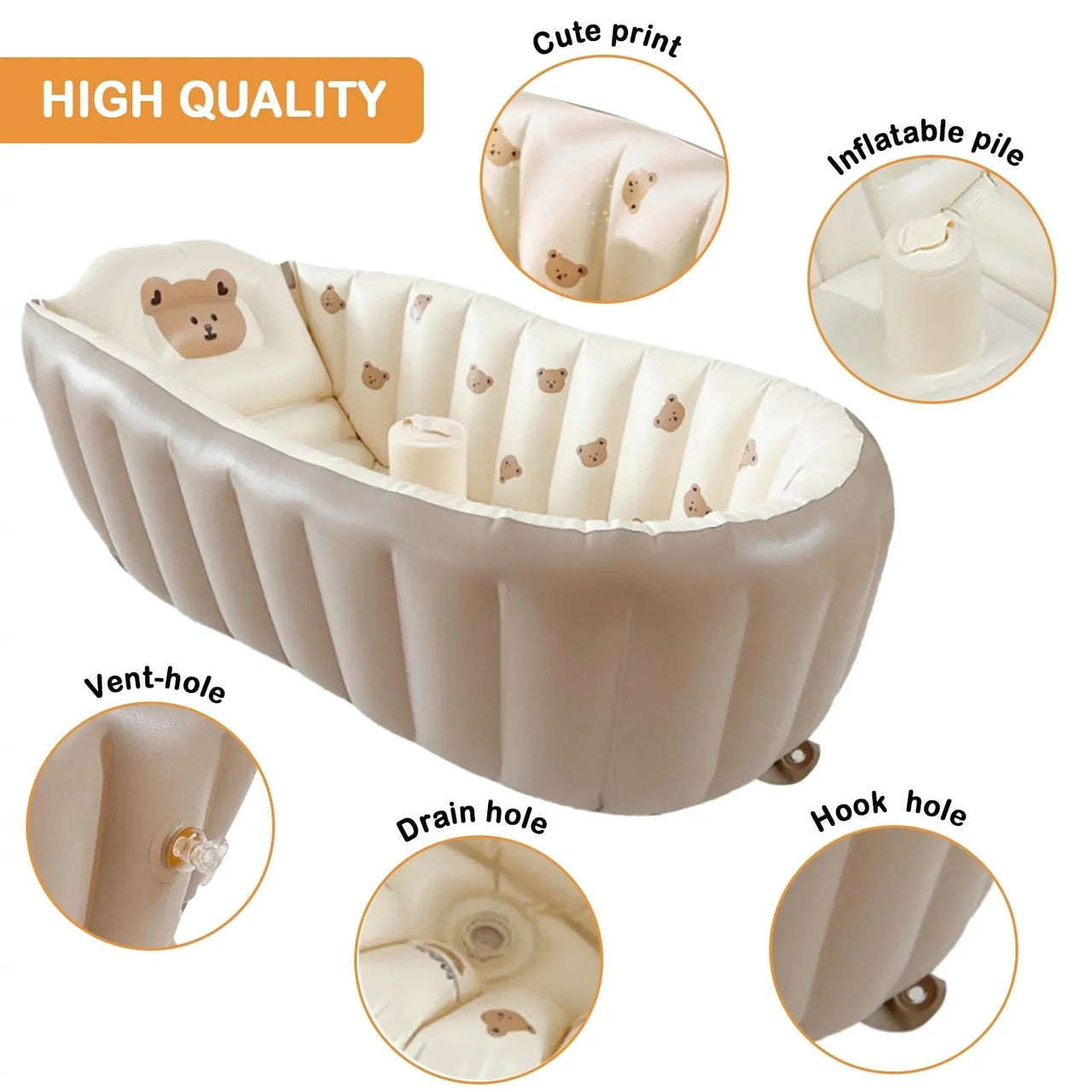 LumoNest Babybadkuip | Opblaasbaar, 0-3 jaar, 82 x 57 x 28 cm – Zorgeloos en comfortabel badplezier overal 4