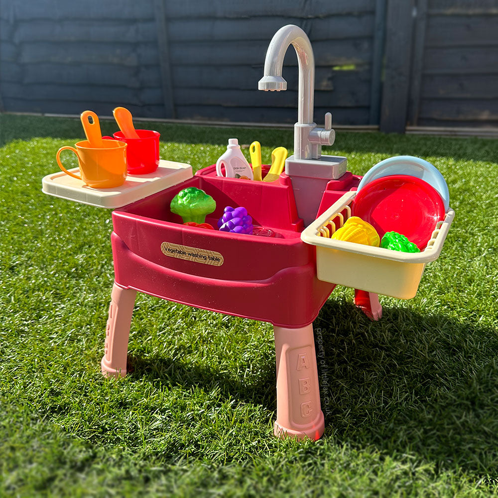 Magische Water Speelkeuken Hout voor Kinderen met Interactieve Kraan en 19 Accessoires – Speelkeukentje voor Binnen en Buiten 1