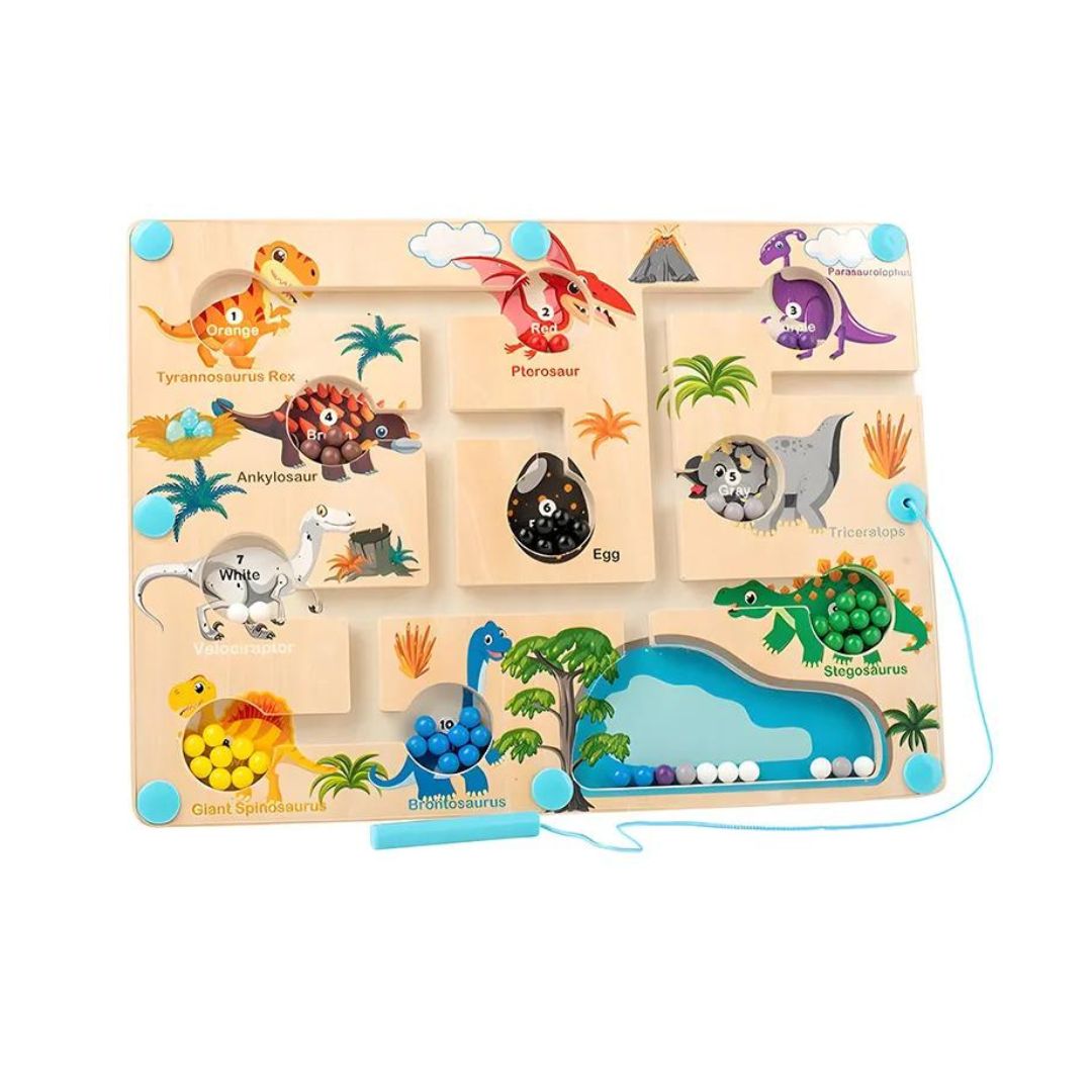 Magnetisch Dinosaurussen Labyrint | Educatief spel voor peuters 3+ – Plezierig leren kleuren en tellen 0