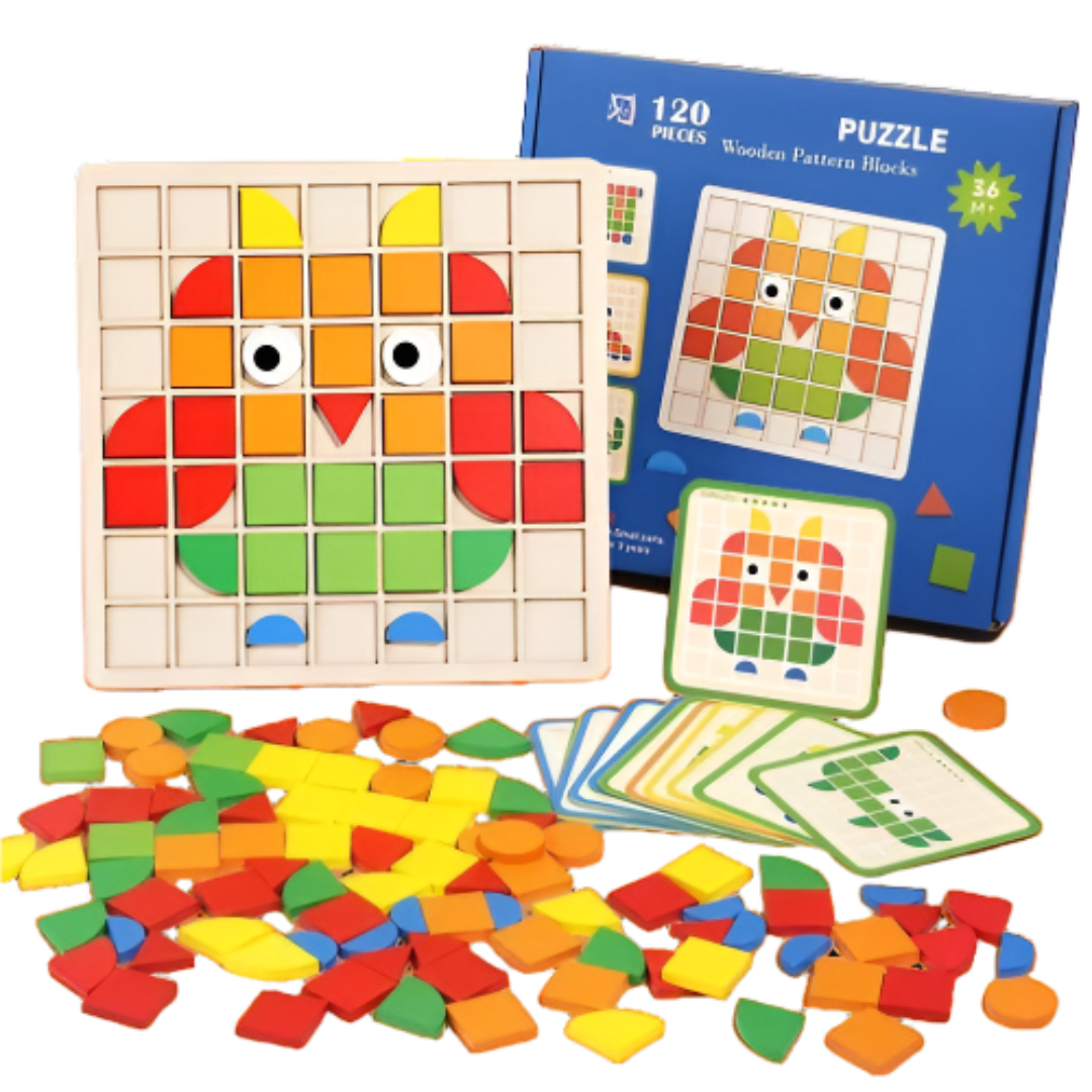 EcoToys™ ThinkMatch | Verbetert logisch denken - Fantasierijk Houten Educatieve Puzzelset