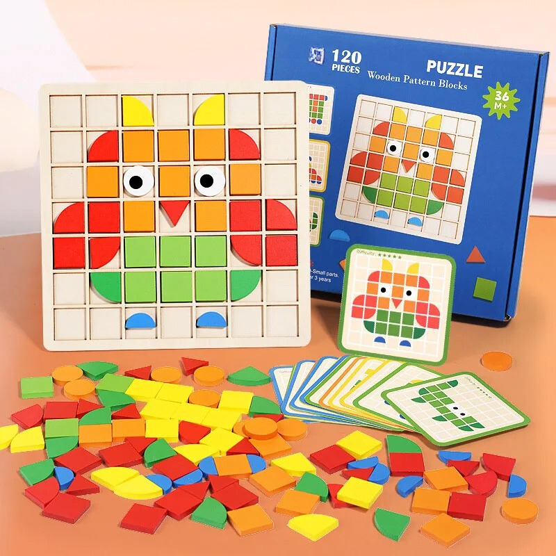 EcoToys™ ThinkMatch | Verbetert logisch denken - Fantasierijk Houten Educatieve Puzzelset