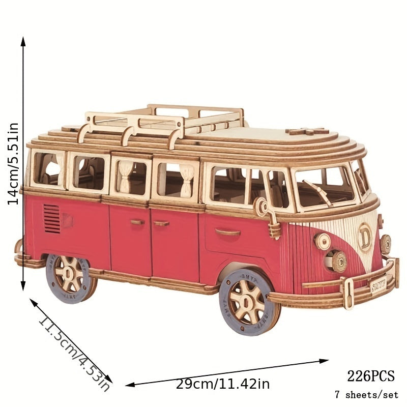 Max | Houten 3D Puzzel Camper voor Kinderen en Volwassenen, Educatief en Creatief Ontwerp 4
