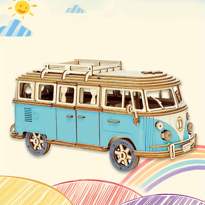 Max | Houten 3D Puzzel Camper voor Kinderen en Volwassenen, Educatief en Creatief Ontwerp 5