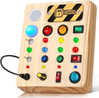 Thumbnail for Ecotoys Wooden Wonderschijf | Creëer eindeloos speelplezier! - Montessori LED Busy Board voor leerzame avonturen