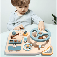 Thumbnail for Montessori Houten Auto Drukbord Voor Peuters Met Interactieve Elementen - Leerzaam Speelgoed Voor 3 Jaar En Oudere Kinderen 0