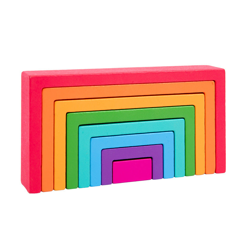 Rainbow Stacking Fun | Stimuleer Creativiteit - Educatieve Houten Blokken voor Kinderen