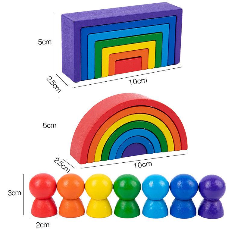 Rainbow Stacking Fun | Stimuleer Creativiteit - Educatieve Houten Blokken voor Kinderen