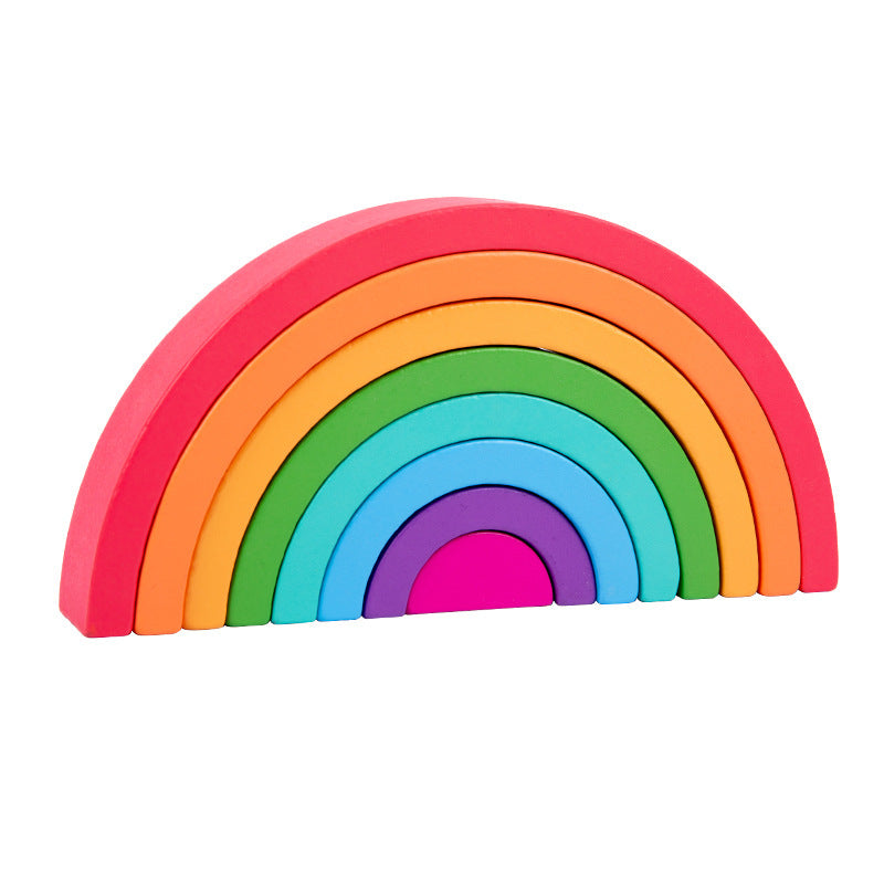 Rainbow Stacking Fun | Stimuleer Creativiteit - Educatieve Houten Blokken voor Kinderen