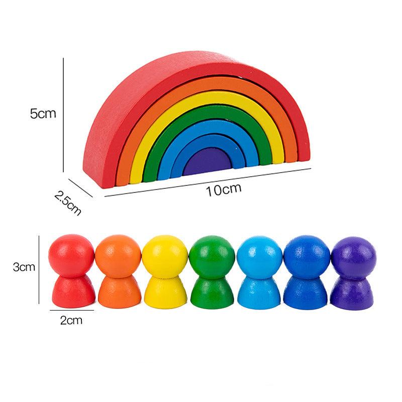 Rainbow Stacking Fun | Stimuleer Creativiteit - Educatieve Houten Blokken voor Kinderen