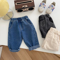 Thumbnail for Relaxed Fit Spijkerbroek voor Jongen – Katoen, Verstelbare Tailleband, Blauw, Zwart, Abrikoos, 0-5 Jaar 2