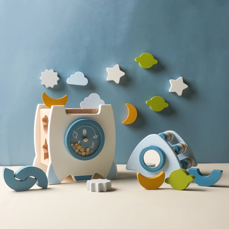 EcoToys™ SpaceBlocks | Educatie en Plezier | Houten Raket Blokken Set