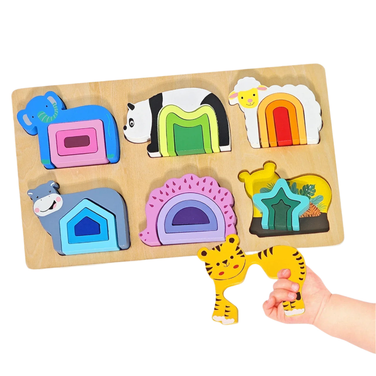 GeoZoo | Tierisches Puzzlevergnügen - Montessori geometrisches Puzzle für Kinder