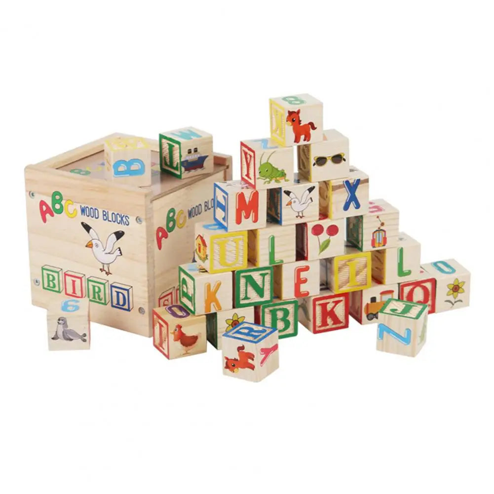 ABCStack | Apprendre et construire - Blocs d'alphabet en bois avec boîte de rangement