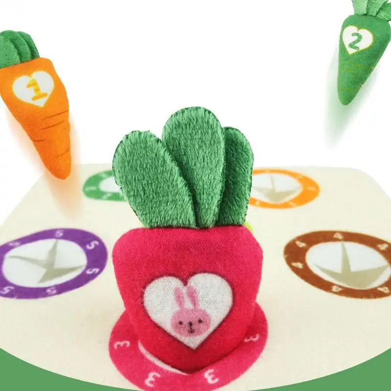 CarrotHunt | Diversión interactiva para olfatear - Alfombra de juego de peluche interactiva en forma de zanahoria para animales pequeños
