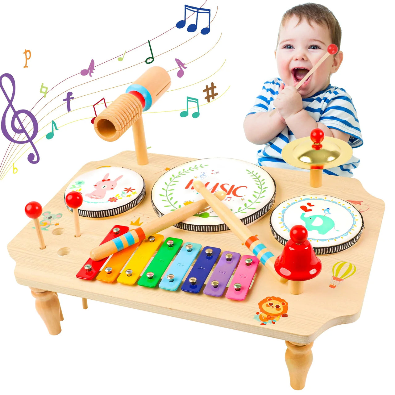 MelodyMix | Ontdek ritme en geluid - Houten muziekinstrumentenset voor kinderen