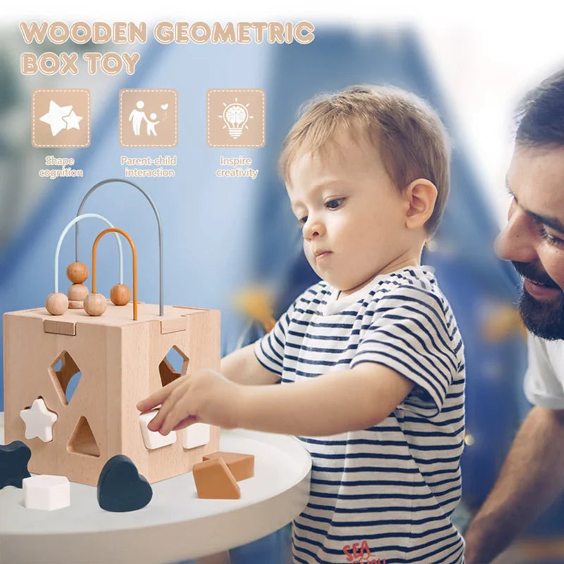 GeoPlay | Reconocimiento de formas y diversión - Bloque de clasificación de madera y silicona con formas geométricas