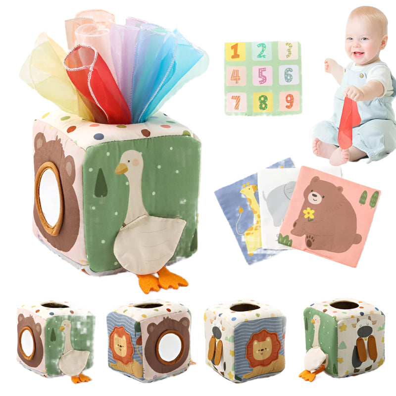 SnuzzieBox | Zintuiglijk Spelen – Montessori Tissuedoos Speelgoed voor Baby’s