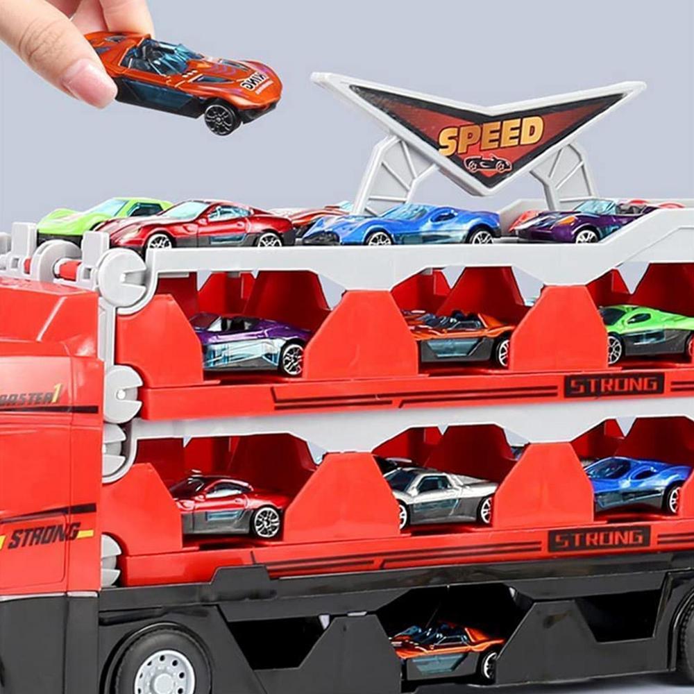 MegaTransporter | Endloser Rennspaß - Spielzeuganhänger mit Autos und Startbahn