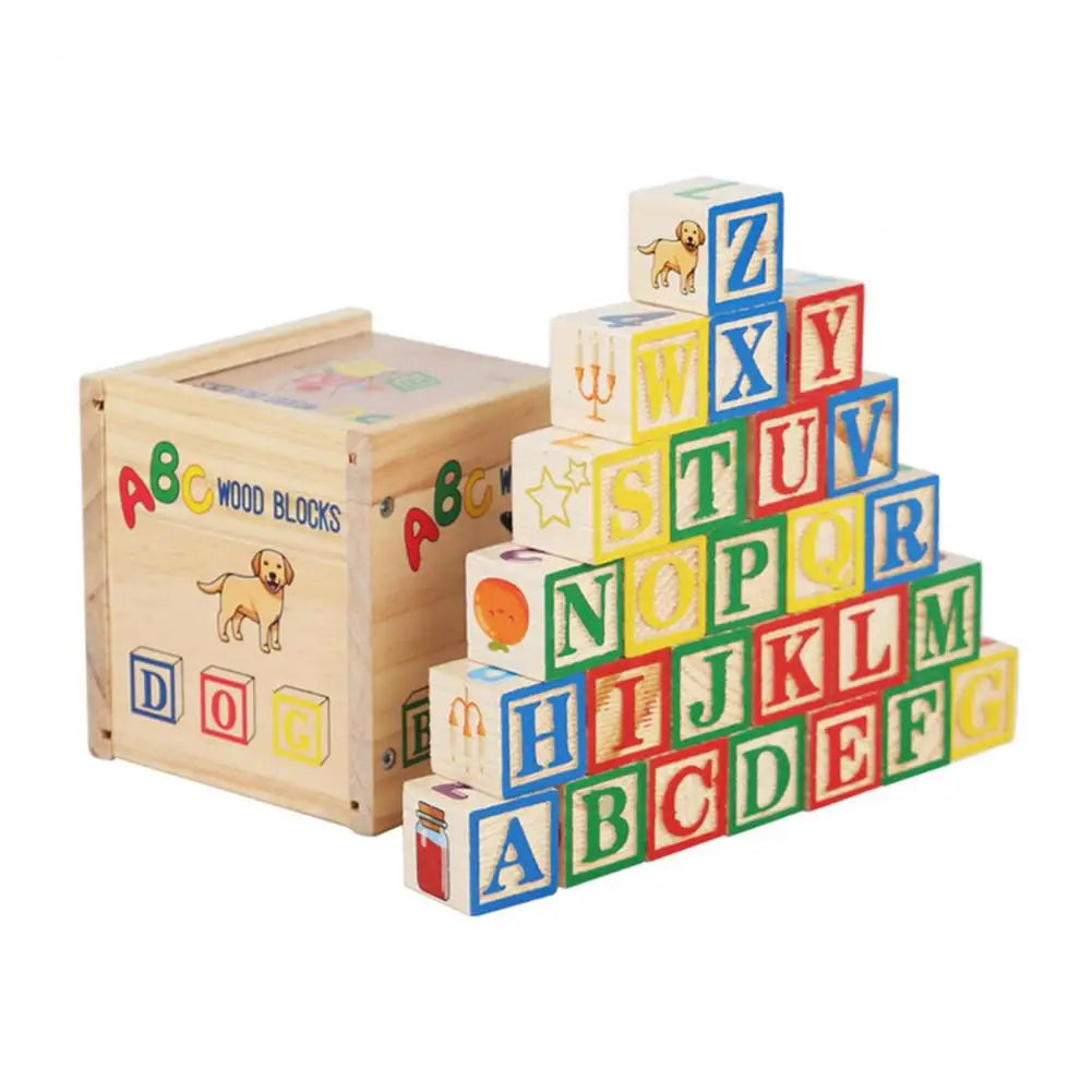 ABCStack | Apprendre et construire - Blocs d'alphabet en bois avec boîte de rangement