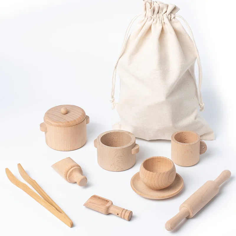 EcoToys KookBuddy Holz-Küchen-Set | Lass junge Köche ihr Talent entdecken - Bildungs- und kreativer Spielspaß