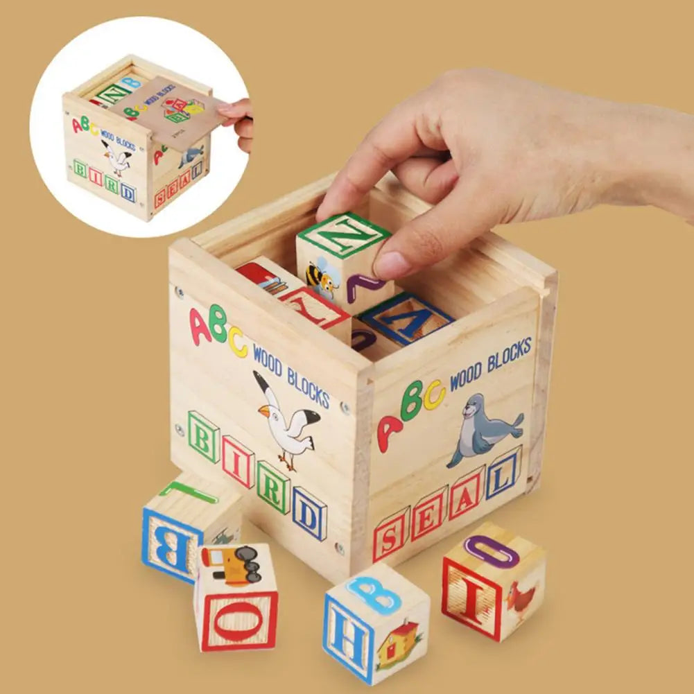 ABCStack | Apprendre et construire - Blocs d'alphabet en bois avec boîte de rangement